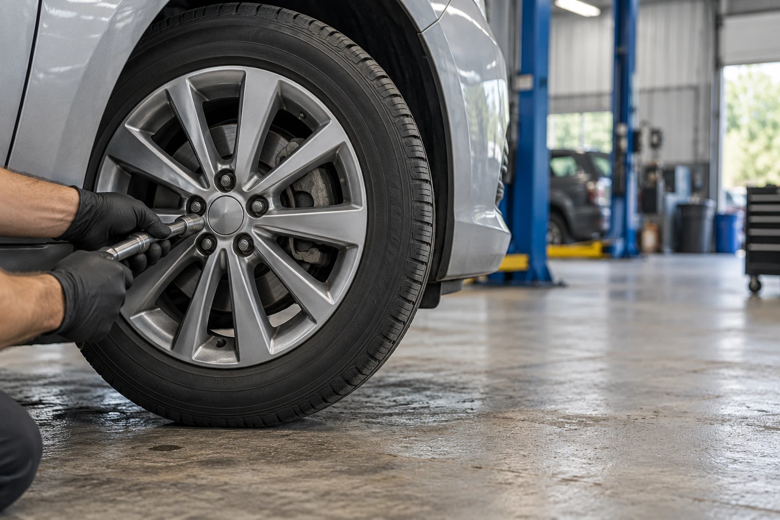 Tire service in a workshop — illustrative service photo